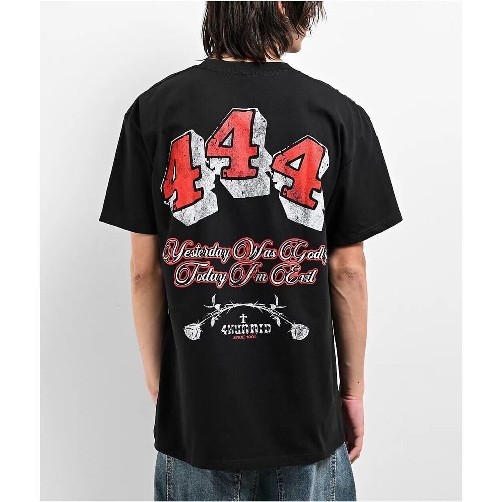 4Hunnid YG Men's T-Shirt Godly Short Sleeve Crewneck Tee in Black